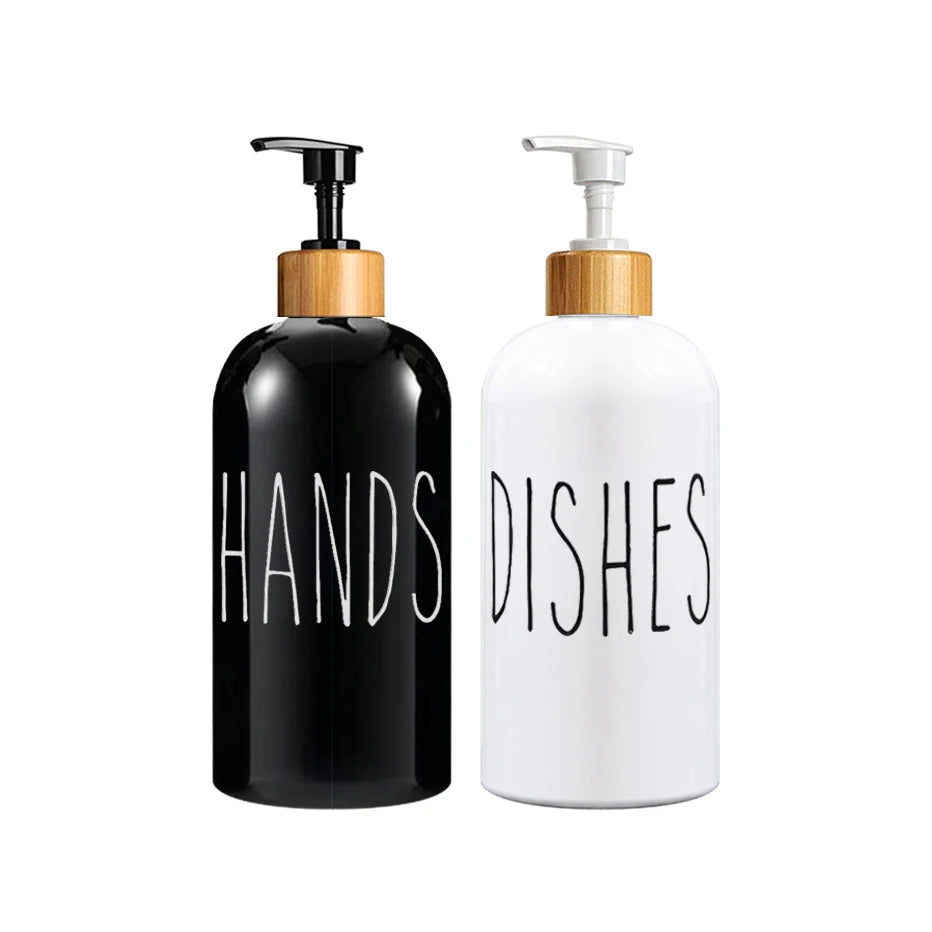 2pcs Letter Soap Dispenser Kitchen Dish and Hands Soap Bottle Bathroom Refillable Countertop Hand Sanitizer Bottle 500ml/16 oz
