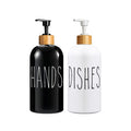 2pcs Letter Soap Dispenser Kitchen Dish and Hands Soap Bottle Bathroom Refillable Countertop Hand Sanitizer Bottle 500ml/16 oz