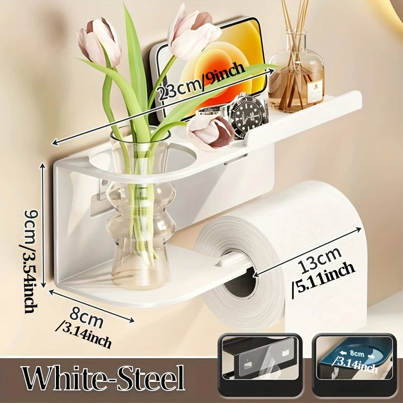 Wall Mounted Tissue Holder Without Drilling, Widened Storage Space, Smooth Pull-out and Not Easy To Slip Off