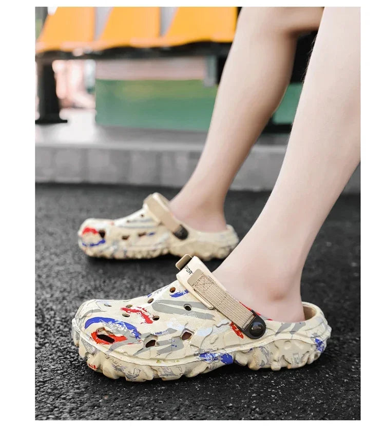 Summer Men Slippers Camouflage Platform Outdoor Clogs Shoe Women Beach Sandals Male Soft EVA Indoor Home Slides Big Size 46 47