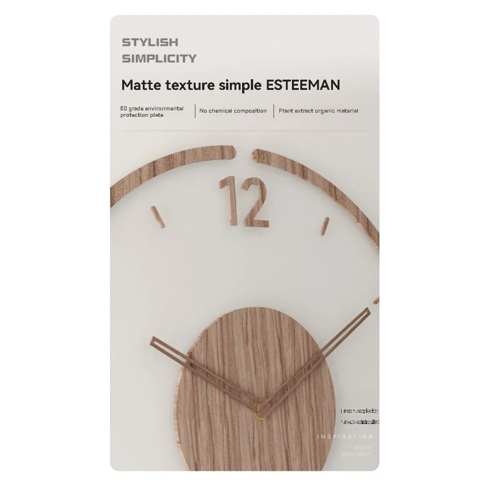 Nordic Silent Wooden Wall Clock