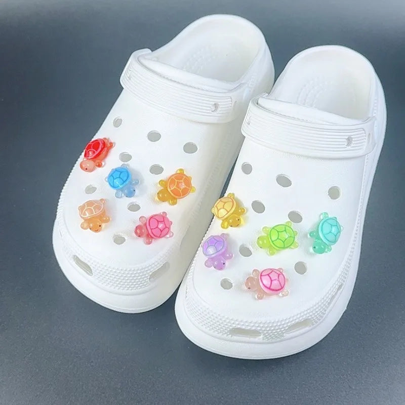 Fashion Shoe Charms Set Accessories Hole Shoe Buckle Cute Animal Luminous Little Turtle DIY for Bogg Bags Shoes Decorations