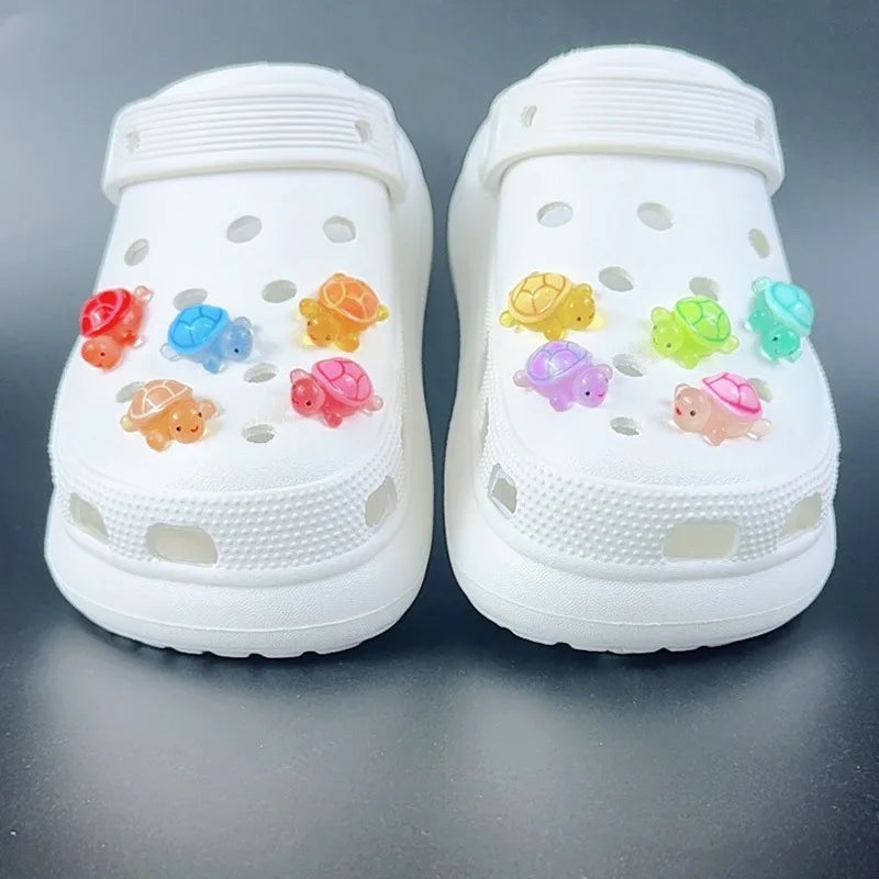 Fashion Shoe Charms Set Accessories Hole Shoe Buckle Cute Animal Luminous Little Turtle DIY for Bogg Bags Shoes Decorations