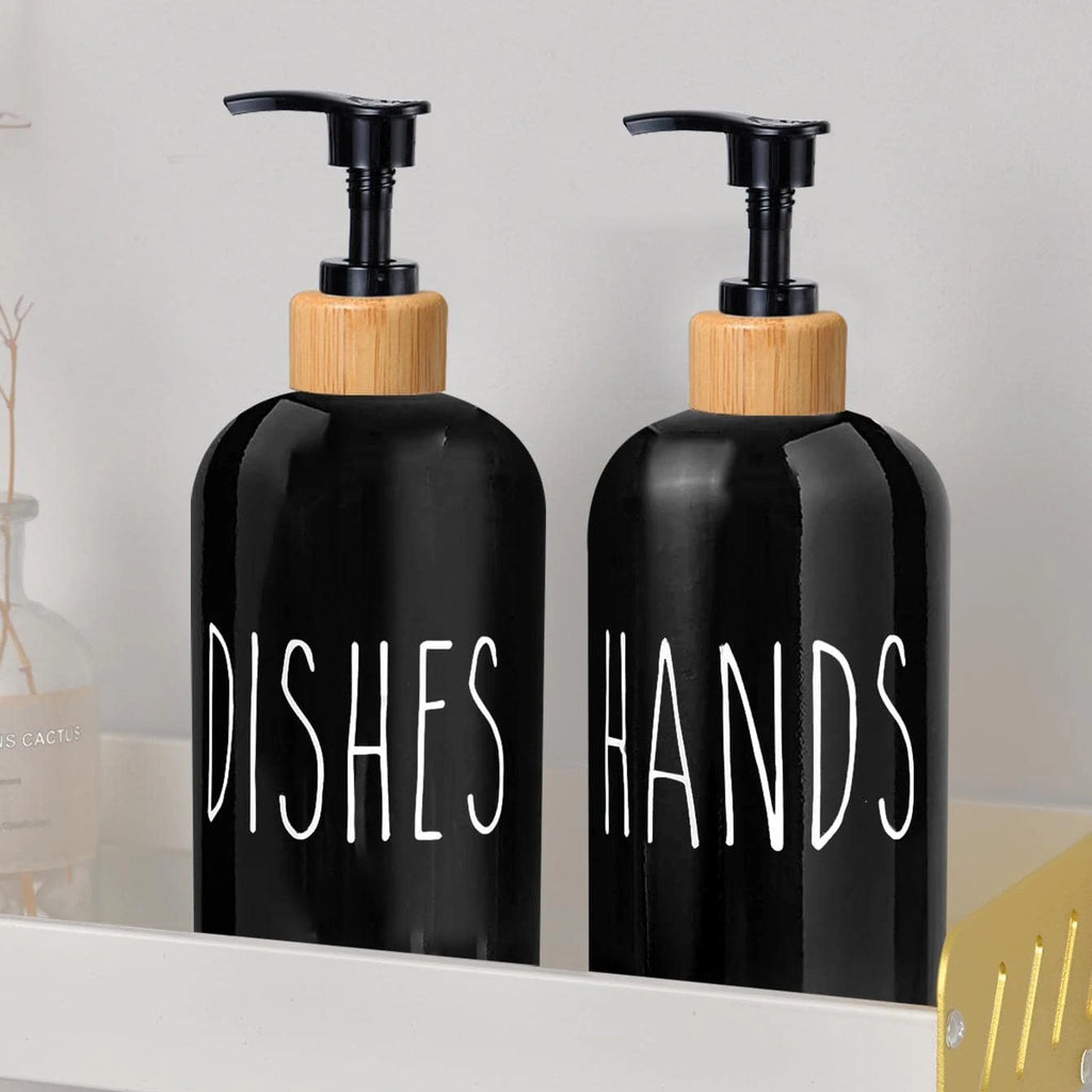 2pcs Letter Soap Dispenser Kitchen Dish and Hands Soap Bottle Bathroom Refillable Countertop Hand Sanitizer Bottle 500ml/16 oz