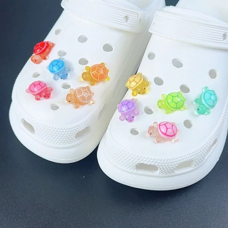 Fashion Shoe Charms Set Accessories Hole Shoe Buckle Cute Animal Luminous Little Turtle DIY for Bogg Bags Shoes Decorations