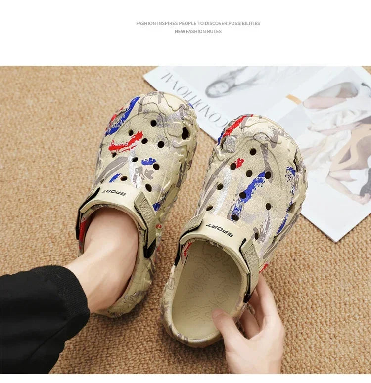 Summer Men Slippers Camouflage Platform Outdoor Clogs Shoe Women Beach Sandals Male Soft EVA Indoor Home Slides Big Size 46 47