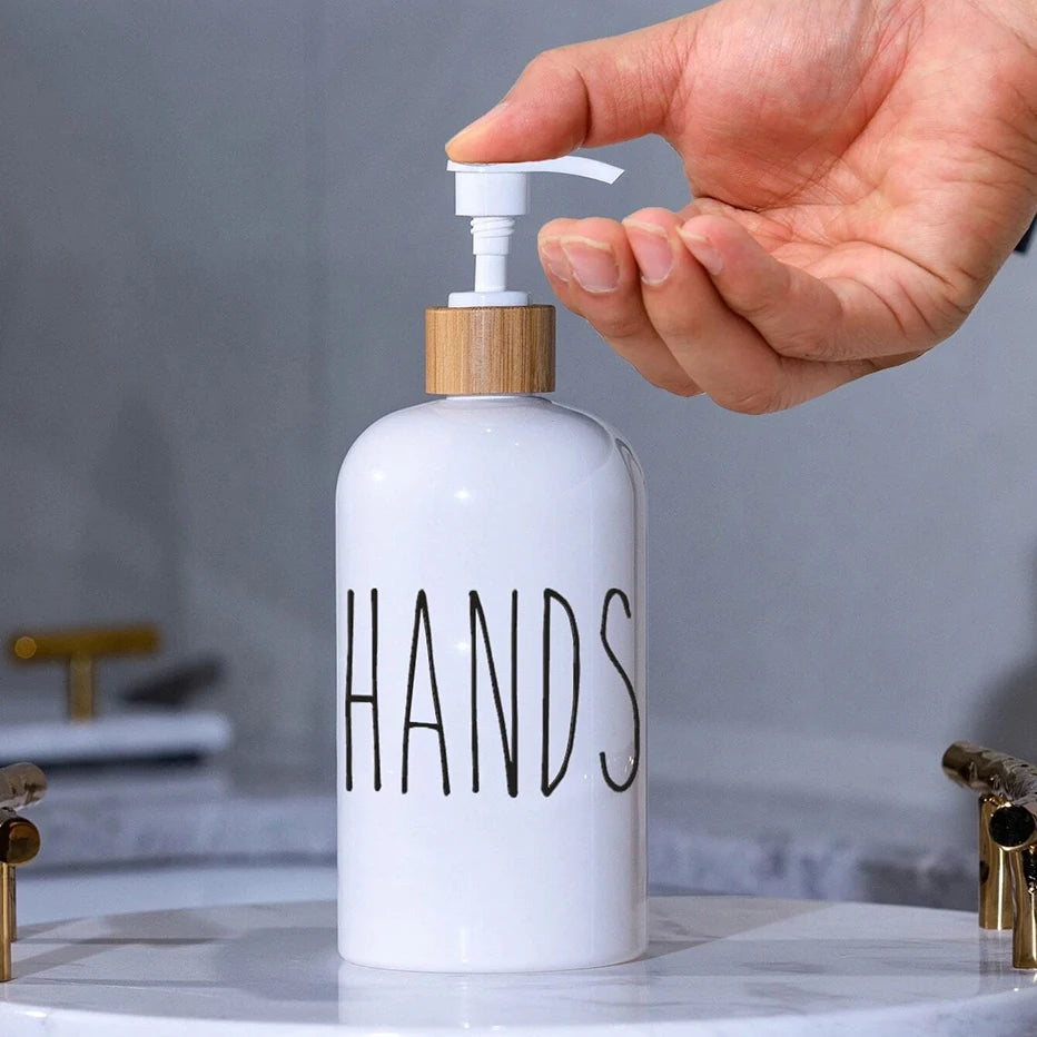 2pcs Letter Soap Dispenser Kitchen Dish and Hands Soap Bottle Bathroom Refillable Countertop Hand Sanitizer Bottle 500ml/16 oz