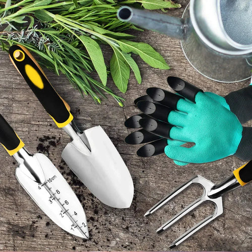 4-Piece Garden Tool Set with Gloves