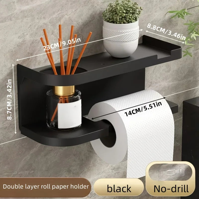 Wall Mounted Tissue Holder Without Drilling, Widened Storage Space, Smooth Pull-out and Not Easy To Slip Off