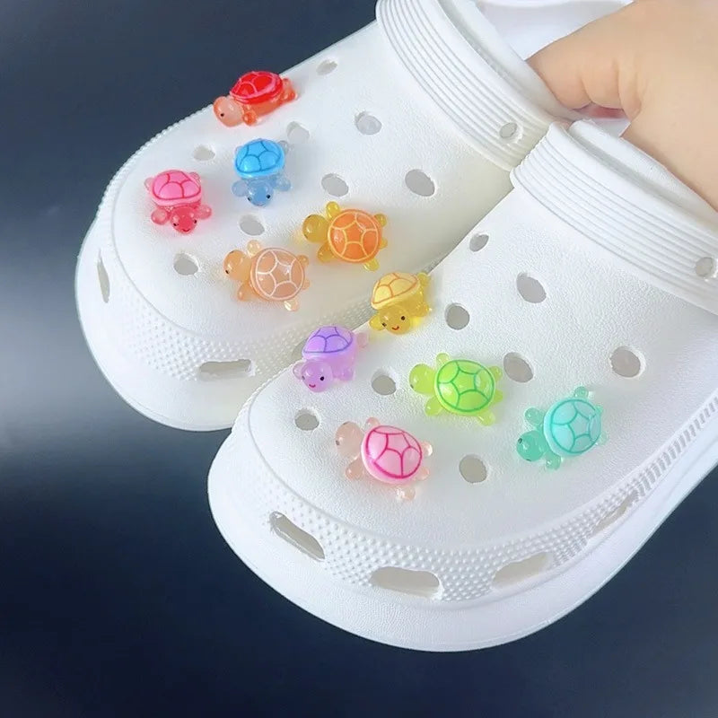 Fashion Shoe Charms Set Accessories Hole Shoe Buckle Cute Animal Luminous Little Turtle DIY for Bogg Bags Shoes Decorations