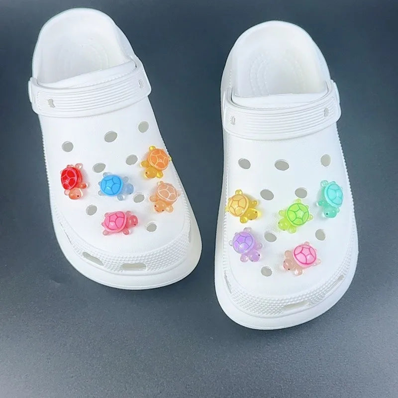 Fashion Shoe Charms Set Accessories Hole Shoe Buckle Cute Animal Luminous Little Turtle DIY for Bogg Bags Shoes Decorations