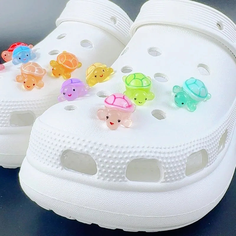 Fashion Shoe Charms Set Accessories Hole Shoe Buckle Cute Animal Luminous Little Turtle DIY for Bogg Bags Shoes Decorations